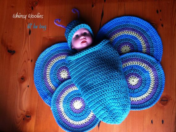 35+ Adorable Crochet and Knitted Baby Cocoon Patterns --> Crochet Butterfly Baby Cocoon
