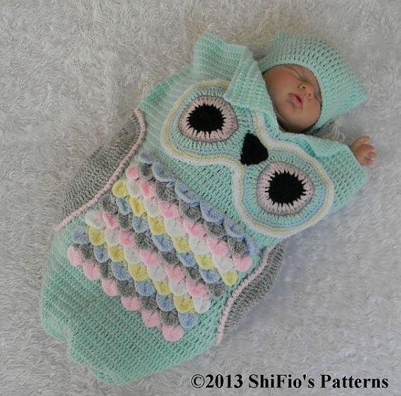 35+ Adorable Crochet and Knitted Baby Cocoon Patterns --> Crochet Owl Baby Cocoon