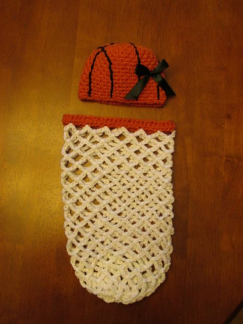 35+ Adorable Crochet and Knitted Baby Cocoon Patterns --> Basketball and Hoop Cocoon Set