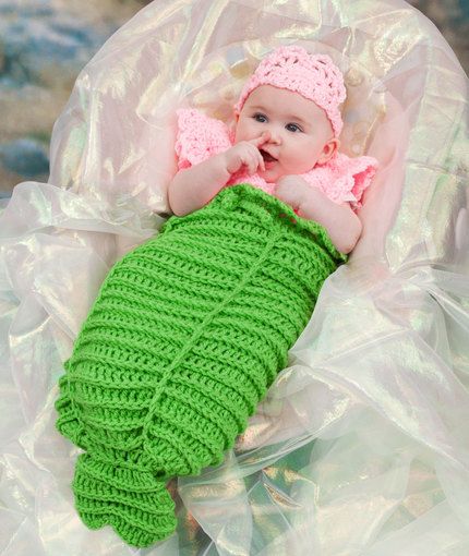 35+ Adorable Crochet and Knitted Baby Cocoon Patterns --> Mermaid Cocoon