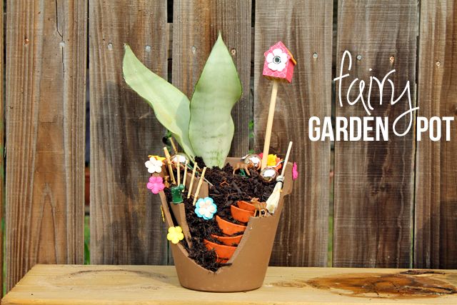 40+ Creative DIY Garden Containers and Planters from Recycled Materials --> DIY Fairy Garden Pot