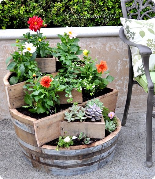40+ Creative DIY Garden Containers and Planters from Recycled Materials --> DIY Recycled Wine Barrel Planter