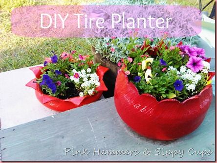 40+ Creative DIY Garden Containers and Planters from Recycled Materials --> DIY Tire Planter