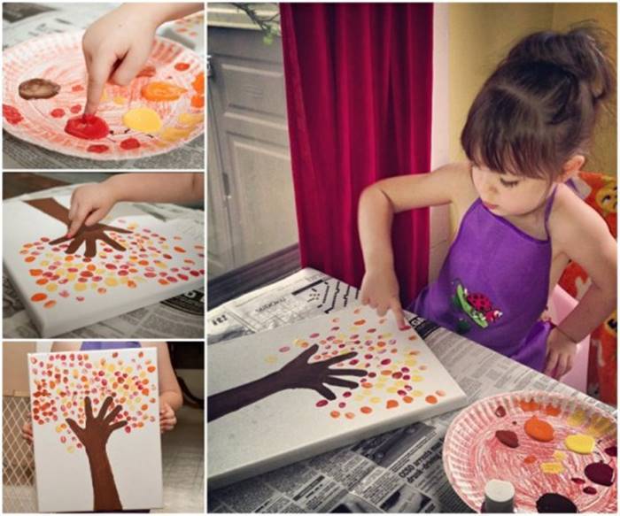 Creative Ideas - DIY Fingerprint Tree Painting