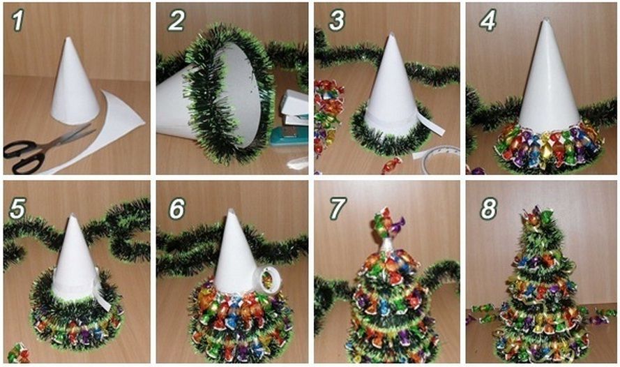 Download Creative Ideas Diy Mini Christmas Tree With Chocolates And Tinsel PSD Mockup Templates