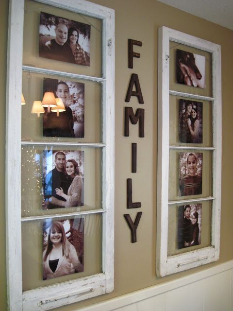 35+ Creative DIY Ways to Display Your Family Photos --> Use Old Wooden Window as Photo Frames to Display Family Photos