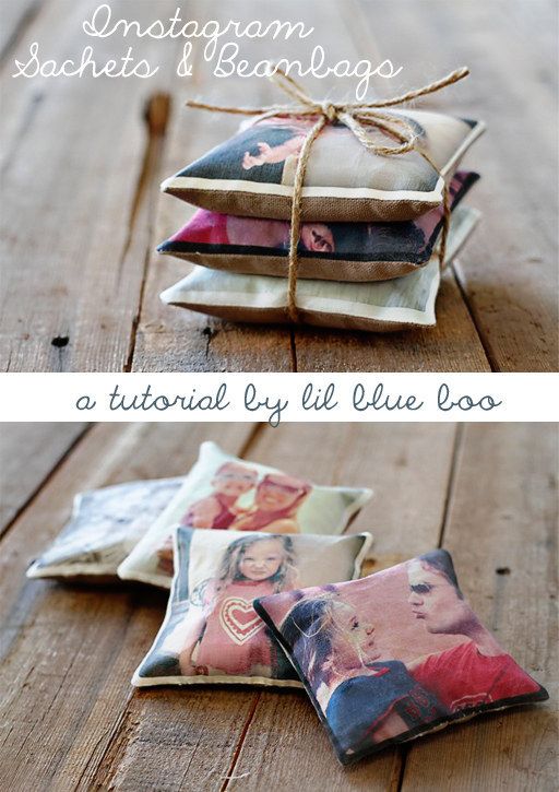 35+ Creative DIY Ways to Display Your Family Photos --> DIY Instagram Sachets and Beanbags