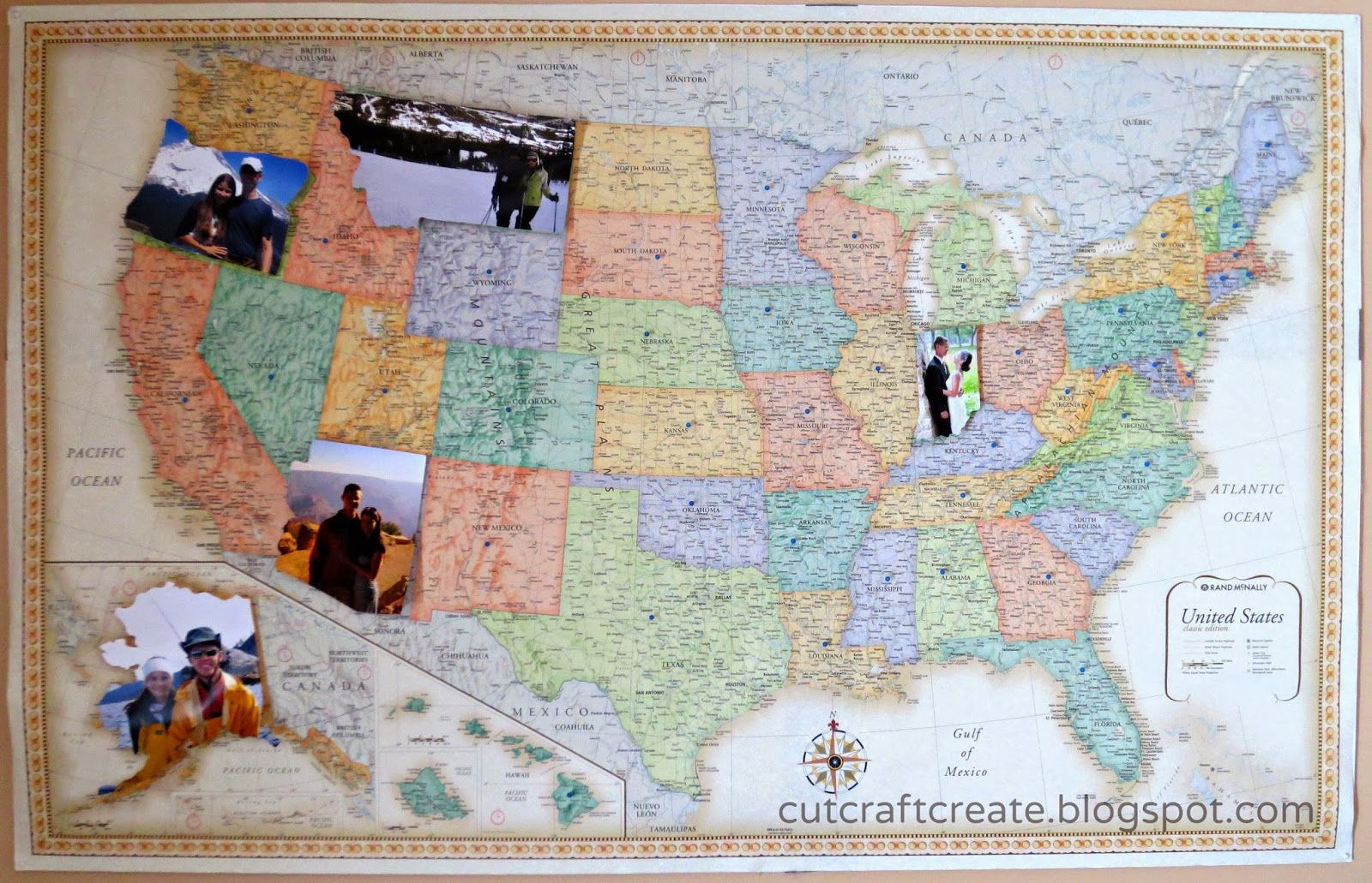 35+ Creative DIY Ways to Display Your Family Photos --> Personalized Photo Map