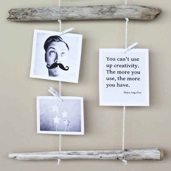 35+ Creative DIY Ways to Display Your Family Photos --> DIY Driftwood Photo Display
