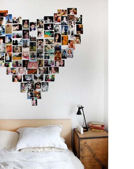 35+ Creative DIY Ways to Display Your Family Photos --> Heart Shaped Polaroid Collage