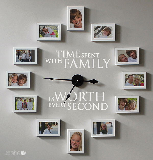 35+ Creative DIY Ways to Display Your Family Photos --> Creative Family Photo Wall Clock
