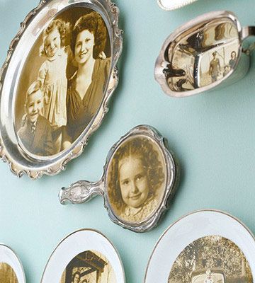 35+ Creative DIY Ways to Display Your Family Photos --> Unique Photo Display on Plates