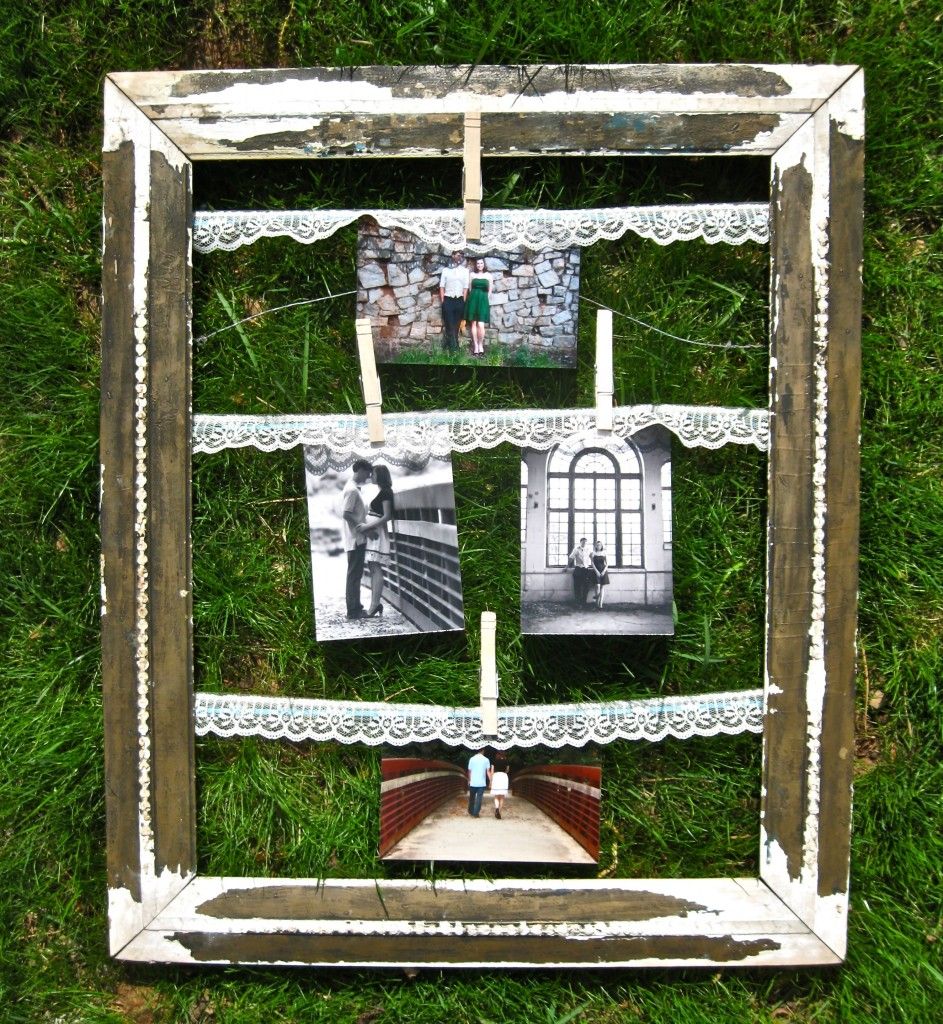 35+ Creative DIY Ways to Display Your Family Photos --> Vintage Clothes Pin Frame