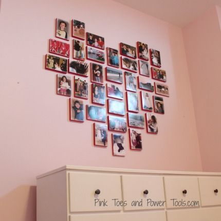 35+ Creative DIY Ways to Display Your Family Photos --> Scrap Wood Heart Collage