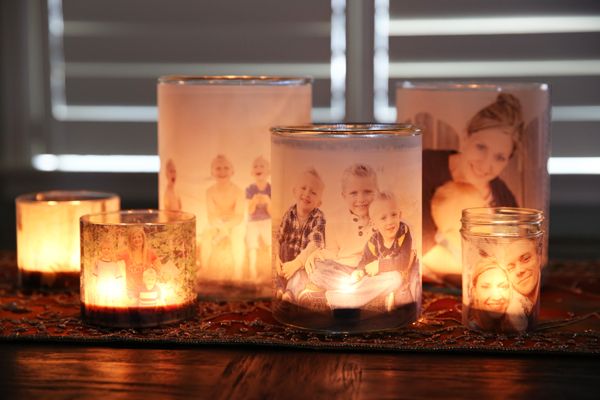 35+ Creative DIY Ways to Display Your Family Photos --> Glowing Photo Luminary