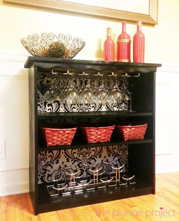 30+ Creative DIY Wine Bars for Your Home and Garden --> DIY Classy Wine Bar from a Cheap Bookshelf