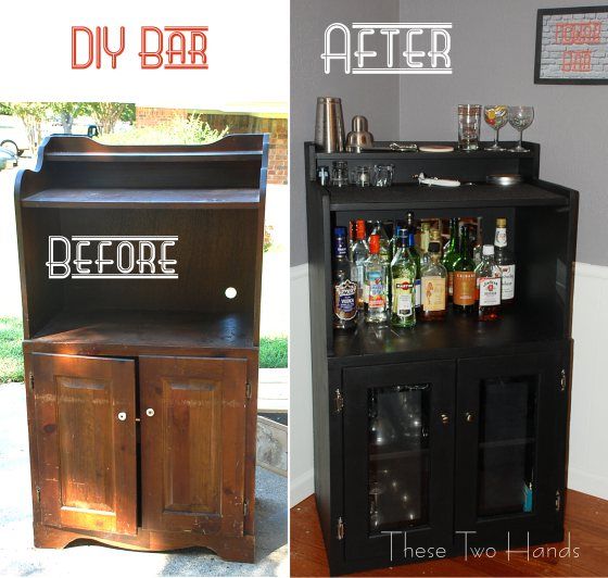 30+ Creative DIY Wine Bars for Your Home and Garden --> DIY Bar From Old Cabinet