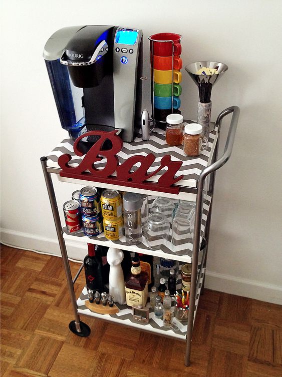 30+ Creative DIY Wine Bars for Your Home and Garden --> DIY Coffee and Bar Cart for $35