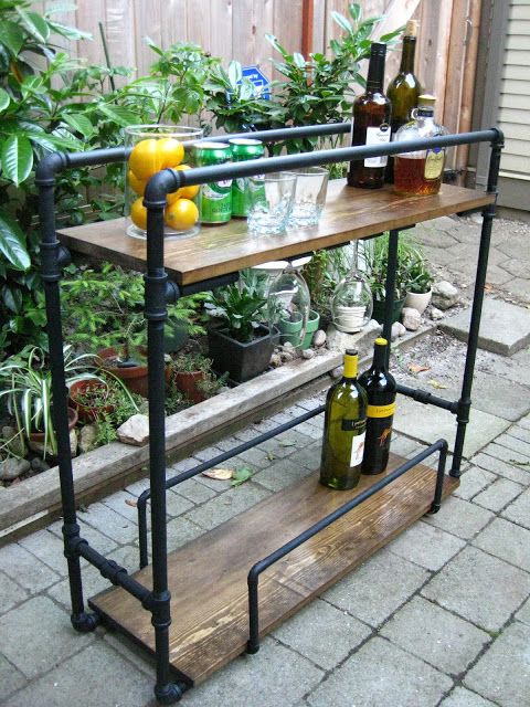 30+ Creative DIY Wine Bars for Your Home and Garden --> DIY Pipe Bar Cart