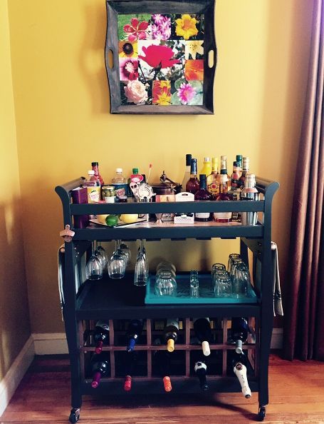30+ Creative DIY Wine Bars for Your Home and Garden --> DIY Bar Cart from Old Changing Table