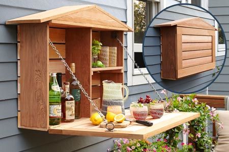 30+ Creative DIY Wine Bars for Your Home and Garden --> DIY Fold-Down Murphy Bar