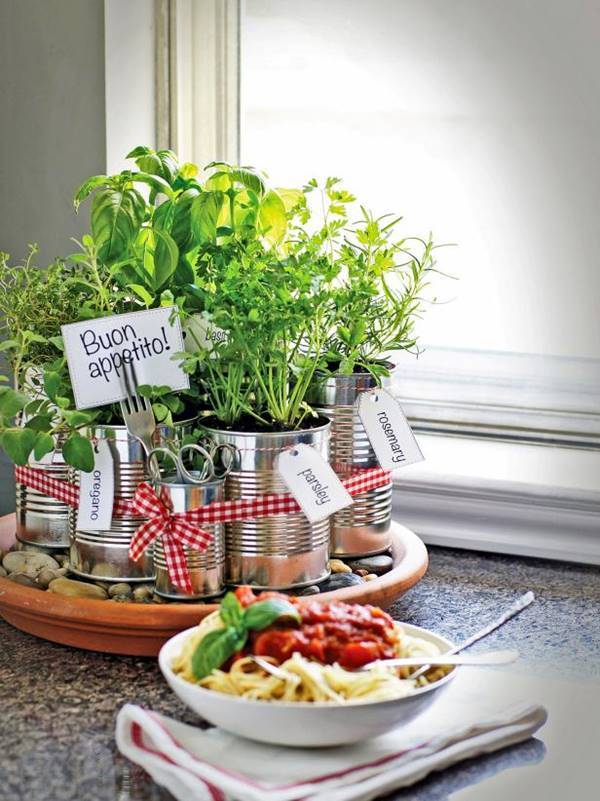 35+ Creative DIY Herb Garden Ideas --> DIY Kitchen Countertop Herb Garden