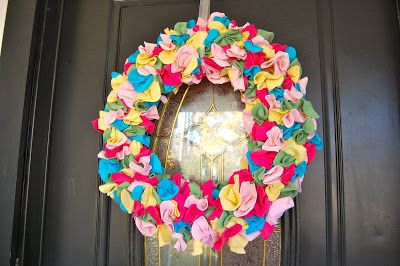 40+ Creative Ideas to Repurpose and Reuse Your Old T-shirts --> Colorful T-Shirt Scrap Wreath