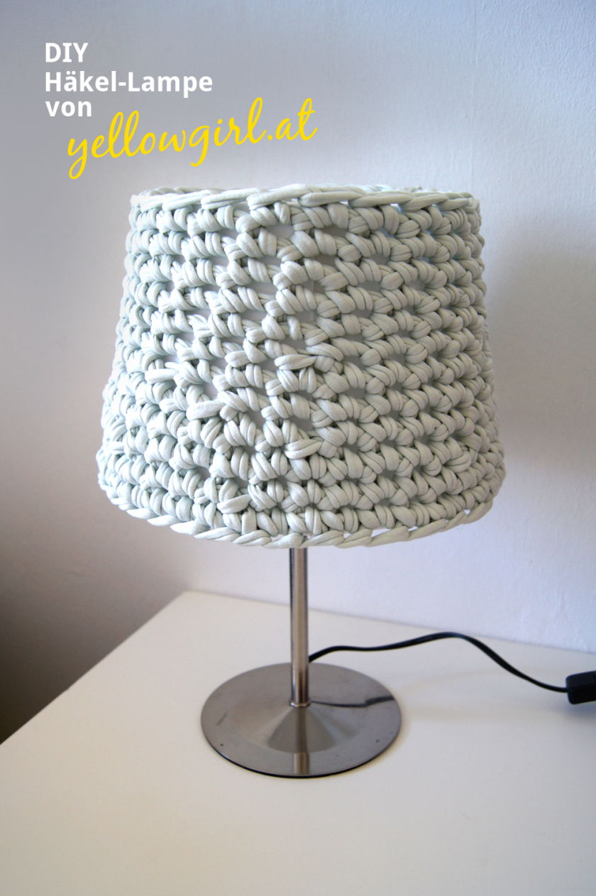 40+ Creative Ideas to Repurpose and Reuse Your Old T-shirts --> DIY Crochet Lampshade