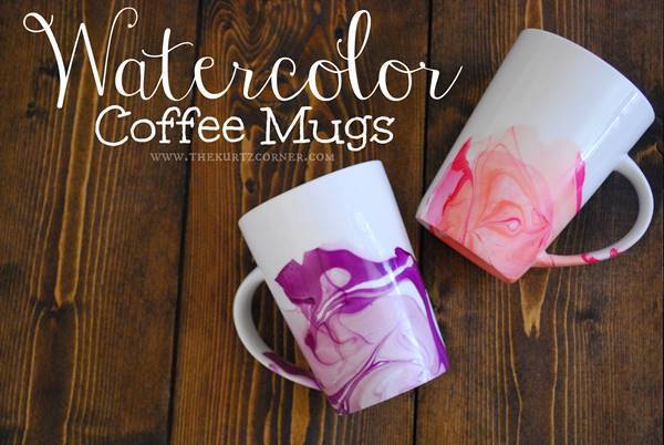 20+ Creative Uses of Nail Polish That You Need to Try --> DIY Watercolor Coffee Mugs