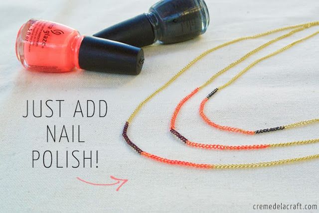 20+ Creative Uses of Nail Polish That You Need to Try --> DIY Nail Polish Colored Necklaces