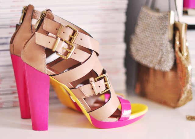 20+ Creative Uses of Nail Polish That You Need to Try --> DIY Painted Neon High Heel Sandals