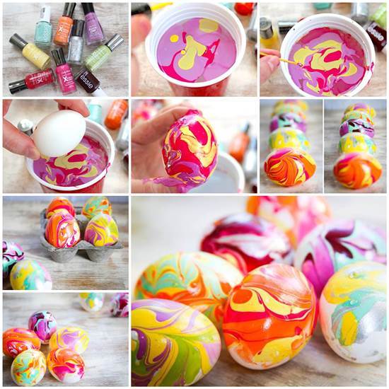 20+ Creative Uses of Nail Polish That You Need to Try --> DIY Nail Polish Marbled Eggs