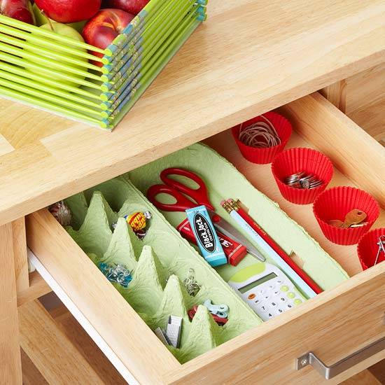 Creative Storage Hacks For an Organized Home --> Use Egg Crate as a Drawer Organizer to Store Small Items