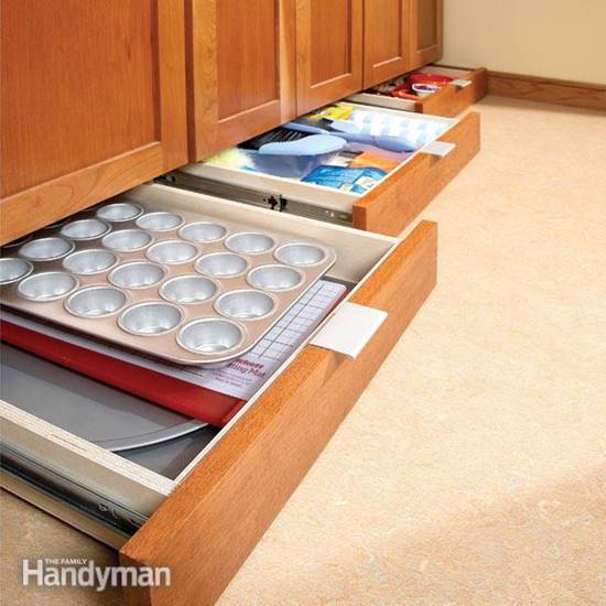 Creative Storage Hacks For an Organized Home --> Build Under-Cabinet Drawers and Increase Kitchen Storage