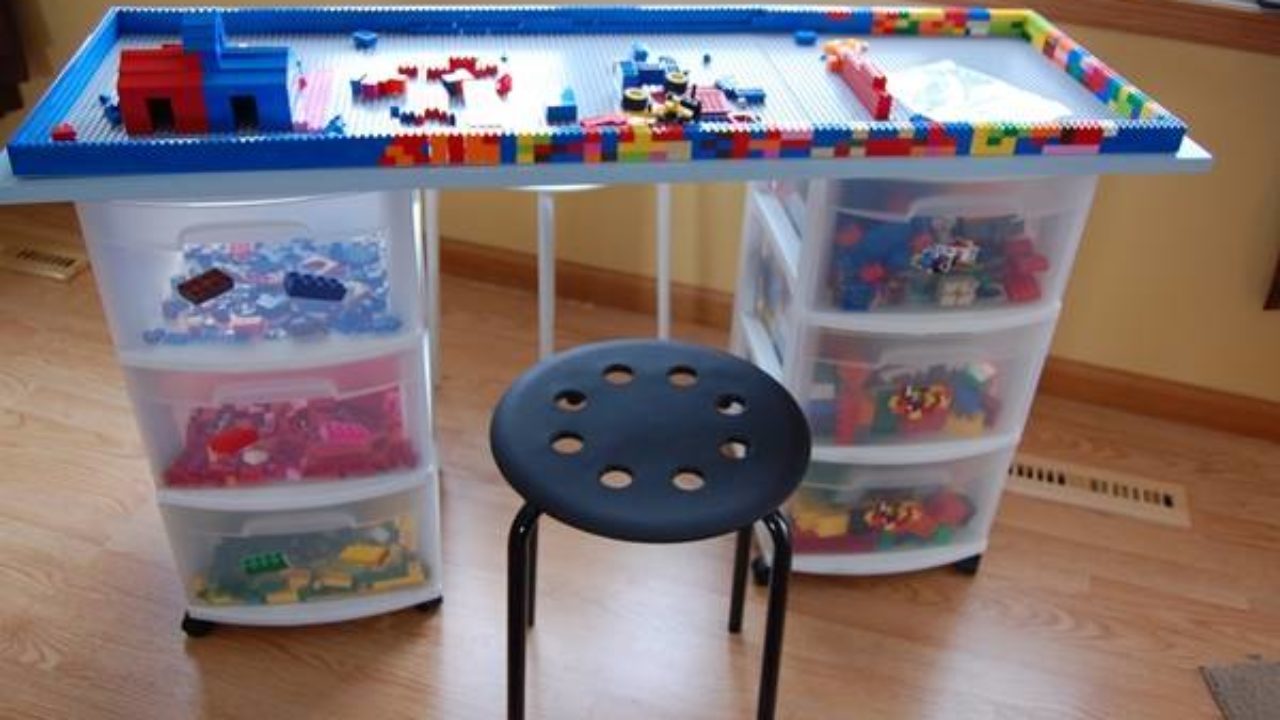 lego table with drawers