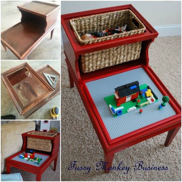 DIY Easy Lego Table for Kids --> Lego Table Repurposed from Old Coffee Table