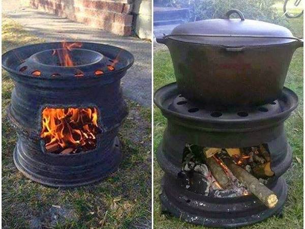 Creative Ideas - DIY Recycled Car Wheel Fire Pit BBQ (Video)