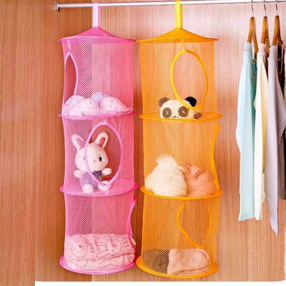 20+ Creative DIY Ways to Organize and Store Stuffed Animal Toys --> Hanging Mesh Storage Basket Toys Organizer