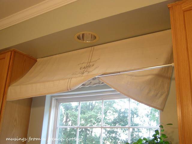 20+ Creative Uses of Tension Rods to Organize Your Home --> Use Tension Rod to Create a Charming Window Awning for Your Kitchen