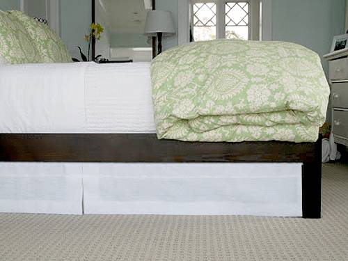 20+ Creative Uses of Tension Rods to Organize Your Home --> Use Tension Rod to Mount Bedskirt Underneath the Bed Frame