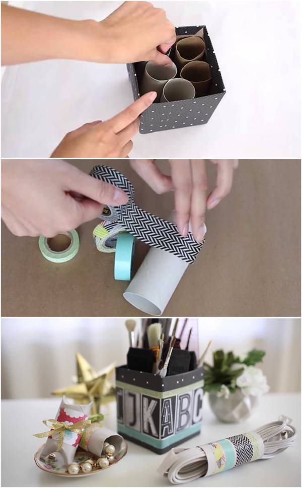 Creative Ideas - DIY Desk Organizer from Toilet Paper Rolls