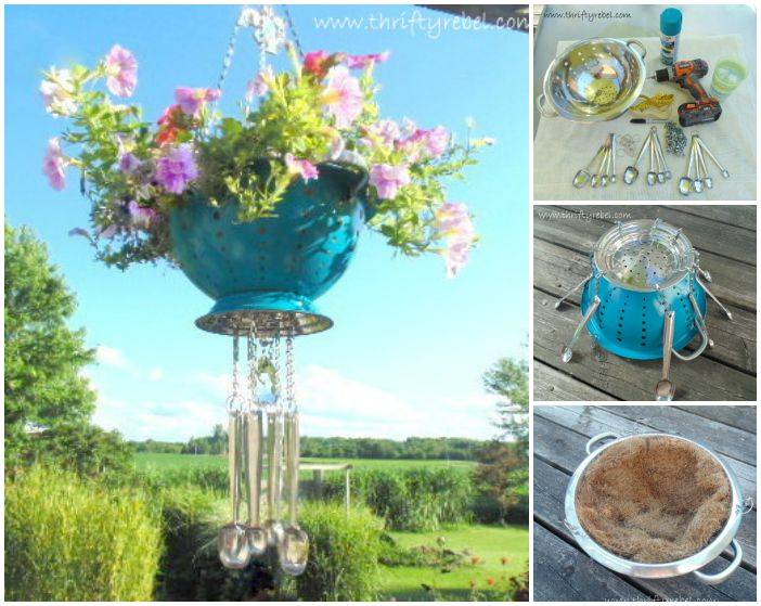 Creative Ideas - DIY Strainer Planter Wind Chime