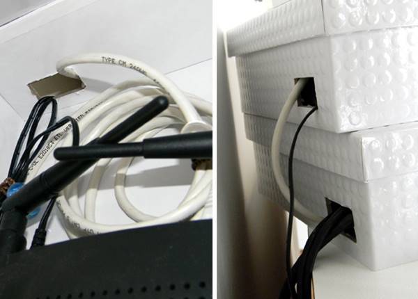 Creative Ways to Hide The Eyesores Around Your Home --> Hide your wireless router in fancy storage boxes
