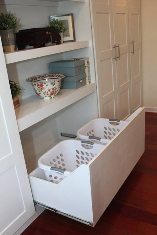 Creative Ways to Hide The Eyesores Around Your Home --> Hide laundry hampers in extra deep drawers