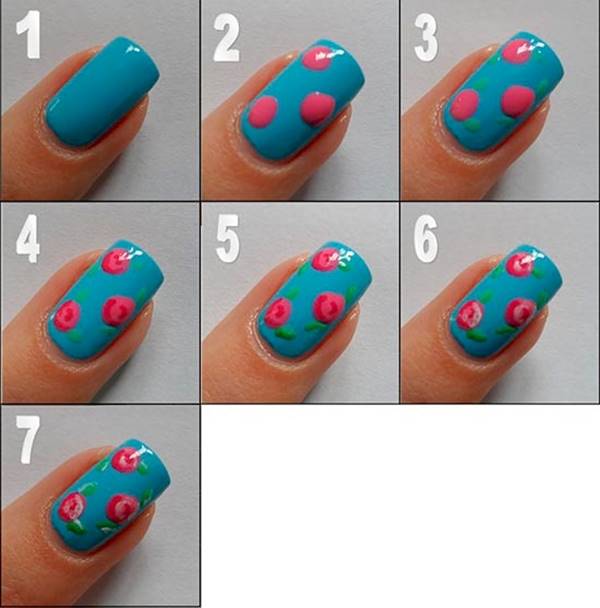 Creative DIY Nail Art Designs That Are Actually Easy to Do --> Polka dots and flowers nail art