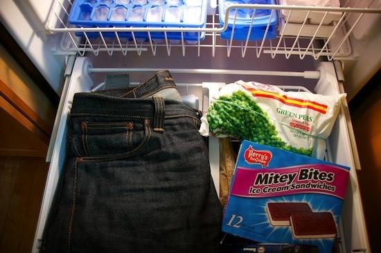 35+ Useful Clothing Hacks Every Woman Should Know --> Clean your raw denim by putting it in the freezer