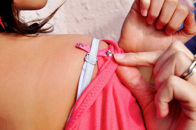 35+ Useful Clothing Hacks Every Woman Should Know --> Avoid showing your bra straps by sewing a small strap with the same color of your blouses or dresses