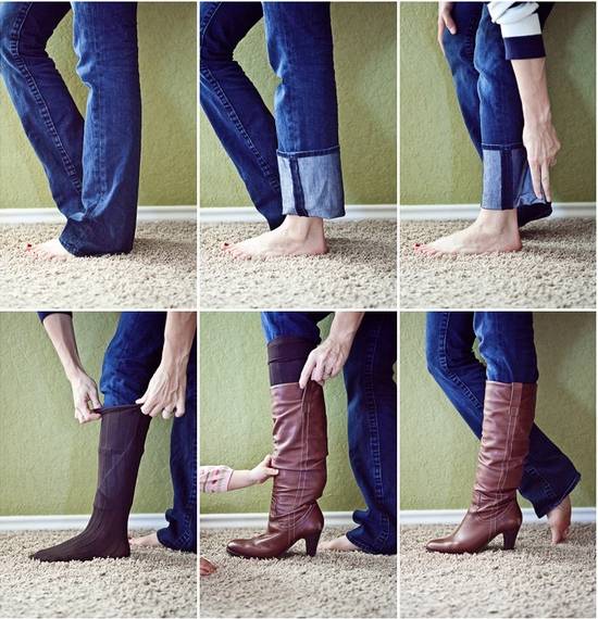 35+ Useful Clothing Hacks Every Woman Should Know --> Tuck your non-skinny jeans into boots