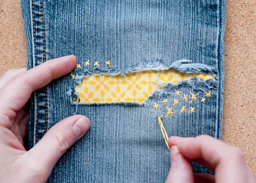 35+ Useful Clothing Hacks Every Woman Should Know --> Fix clothes with patchwork