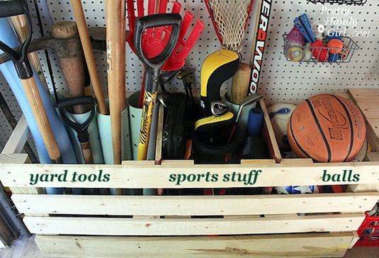 30+ Creative Ways to Organize Your Garage --> Build a wooden corral to store those oddly-shaped and clunky items